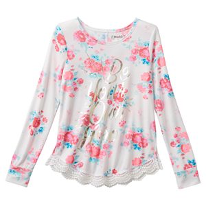 Girls Plus Size Mudd® Crochet Scalloped Graphic Tee