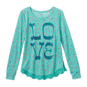 Girls 7-16 Mudd® Crochet Scalloped Graphic Tee