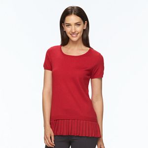 Women's Apt. 9® Pleated Hem Crewneck Sweater