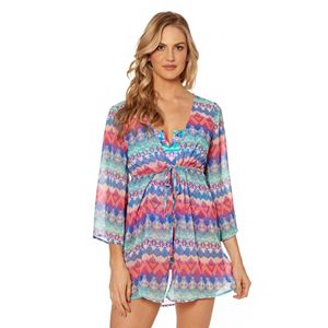 Women's Pink Envelope Geometric Chiffon Cover-Up