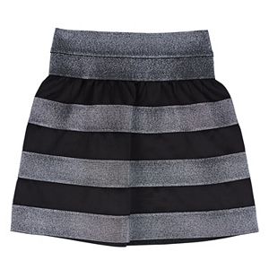 Girls 7-16 IZ Amy Byer Black & Silver Striped Scuba Skirt