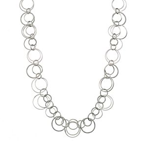 Jennifer Lopez Textured Circle Link Long Necklace