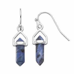 Healing Stone Silver Plated Sodalite Crystal Drop Earrings