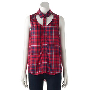 Women's Rock & Republic® Plaid Cutout Tank