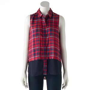 Women's Rock & Republic® Plaid Sleeveless Shirt