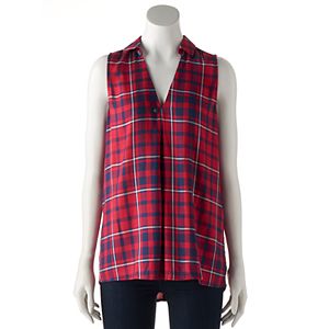 Women's Rock & Republic® Plaid Button Back Tank