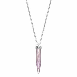 Healing Stone Silver Plated Tapered Amethyst Crystal Pendant Necklace
