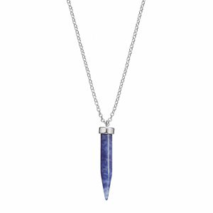 Healing Stone Silver Plated Tapered Sodalite  Crystal Pendant Necklace