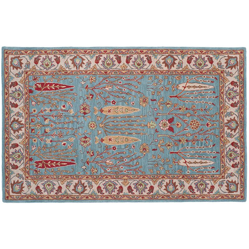 Safavieh Heritage Innsbruck Framed Floral Wool Rug, Blue, 5X8 Ft