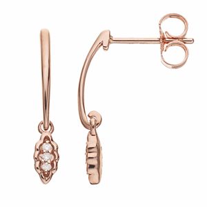 LC Lauren Conrad 10k Rose Gold Diamond Accent Leaf Drop Earrings