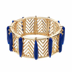 Jennifer Lopez Blue Stone Openwork Chevron Stretch Bracelet