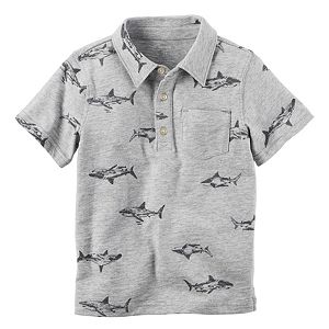 Toddler Boy Carter's Short Sleeve Printed Slubbed Polo Shirt