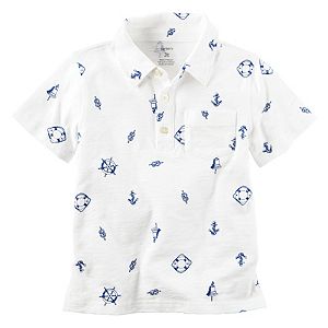 Boys 4-8 Carter's Short Sleeve Printed Slubbed Polo Shirt
