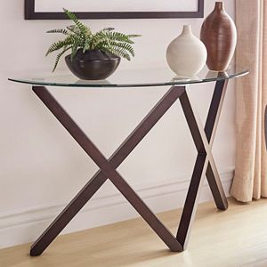 HomeVance Acama Contemporary Glass Top Console Table