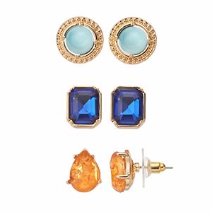 Jennifer Lopez Button, Teardrop & Rectangle Stud Earring Set