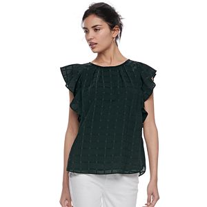 Women's ELLE™ Pleated Flutter Sleeve Top