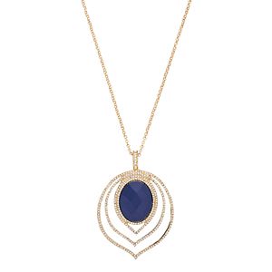 Jennifer Lopez Long Blue Open Petal Pendant Necklace