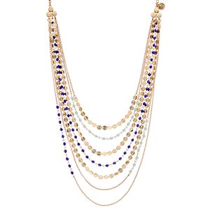 Jennifer Lopez Blue Bead & Disc Swag Necklace