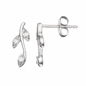 LC Lauren Conrad 10k White Gold Diamond Accent Leaf Drop Earrings