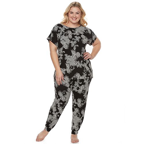 Plus Size Apt 9® Pajamas Love Story Tunic Sleep Top And Banded Bottom