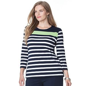 Plus Size Chaps Striped Jersey Top