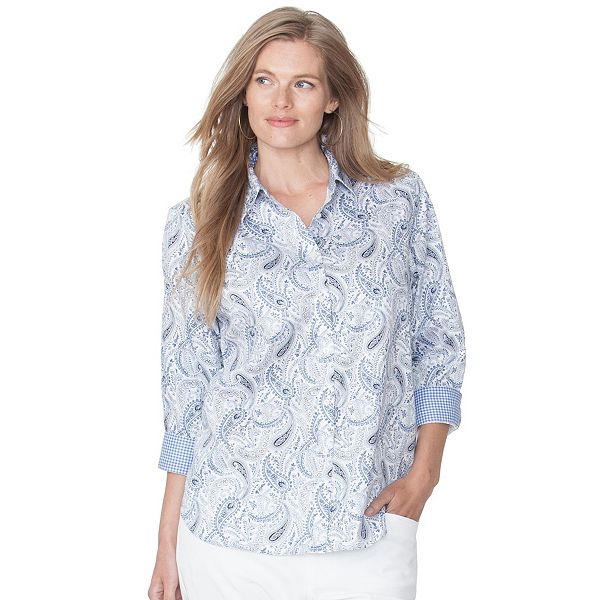 Plus Size Chaps Printed NoIron Shirt