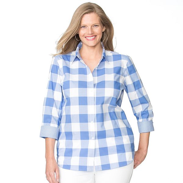 Plus Size Chaps Printed NoIron Shirt