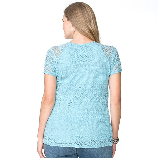 plus size lace overlay top