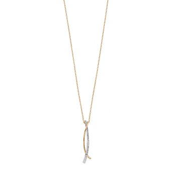 LeRose by Lexi and Rose 14k Gold Over Silver 1/5 Carat T.W. Diamond Curved Bar Pendant