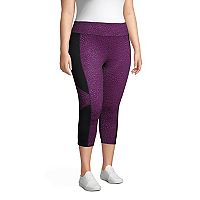 Just My Size Women's Plus Size Active Pieced Stretch Capri