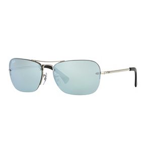 Ray-Ban Highstreet RB3541 61mm Semi-Rimless Rectangle Mirror Sunglasses