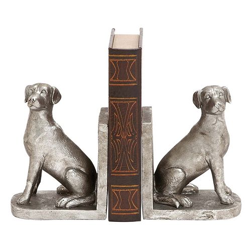 Silver Finish Dog Bookends 2-piece Set