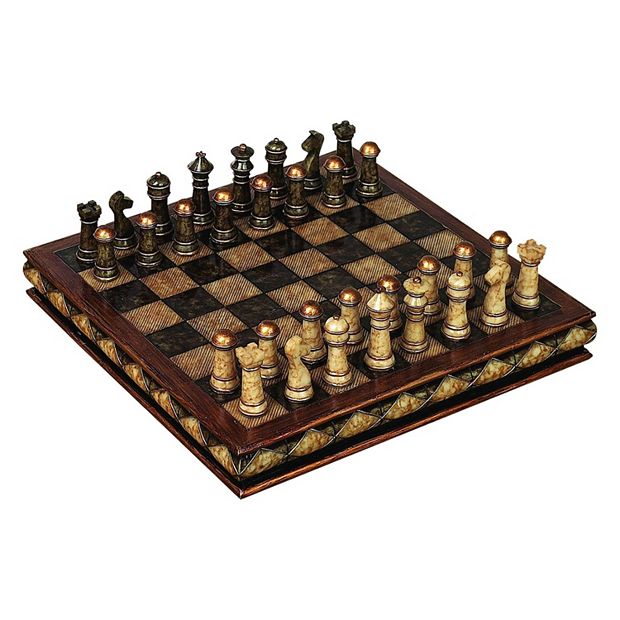 Decorative wooden Chessboard in beige and ivory