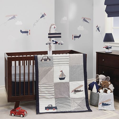 Lambs Ivy 3 Pc Evan Airplanes Cars Sailboats Trucks Crib