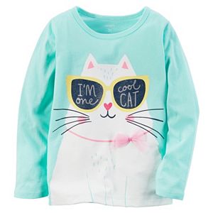 Toddler Girl Carter's Long Sleeve Tulle Bow Graphic Tee