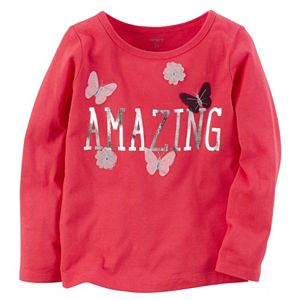 Toddler Girl Carter's Long Sleeve Tulle Bow Graphic Tee
