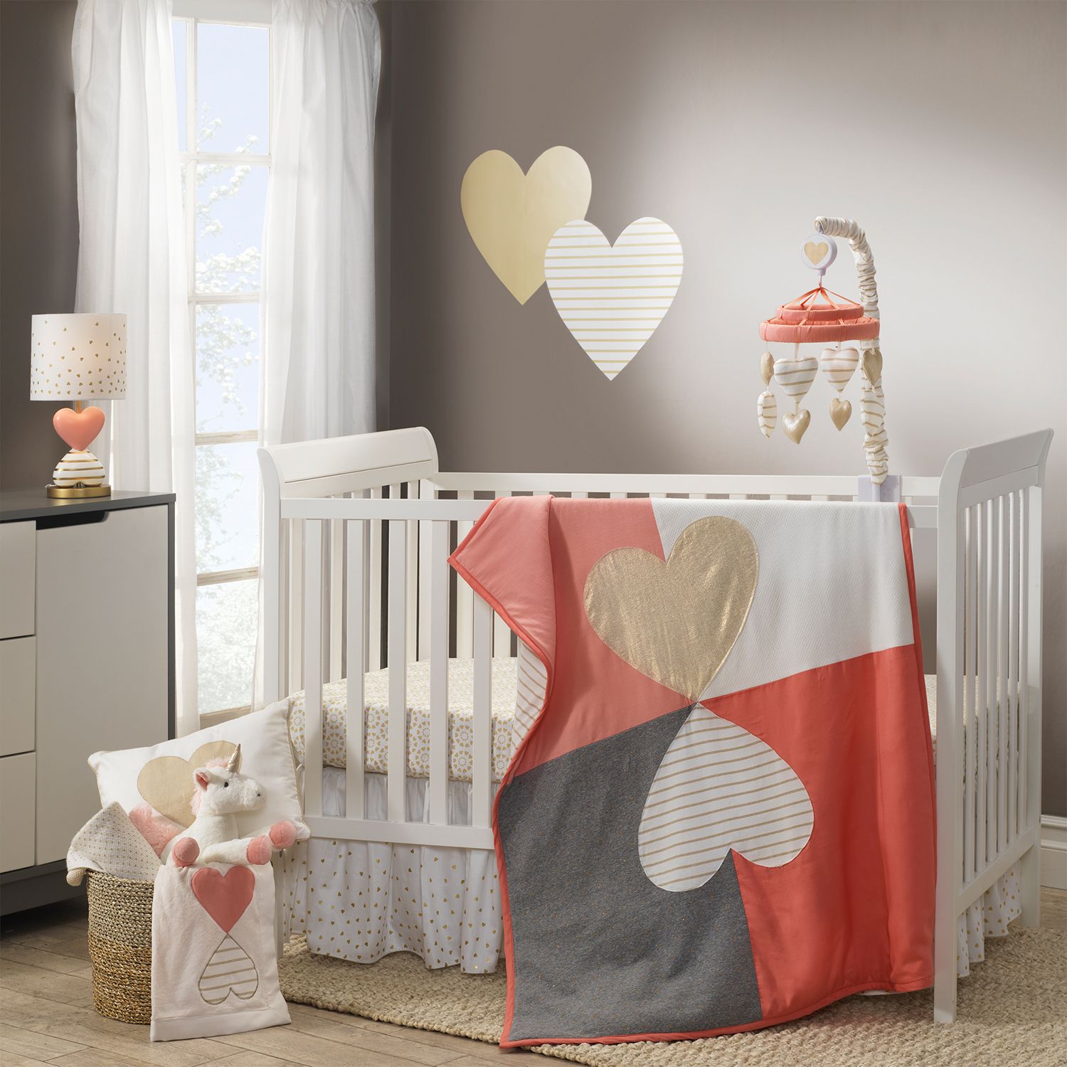 heart crib bedding set