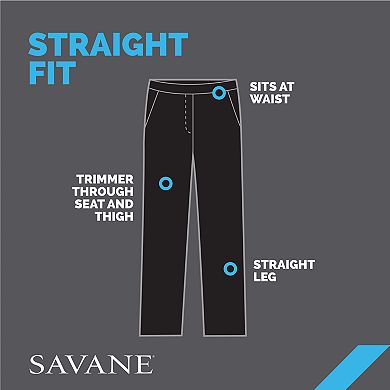 Men's Savane Straight-Fit Stretch Crosshatch Pleated Dress Pants