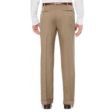 Men's Savane Straight-Fit Stretch Crosshatch Pleated Dress Pants