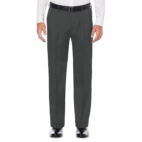 Men's Savane Straight-Fit Stretch Crosshatch Pleated Dress Pants