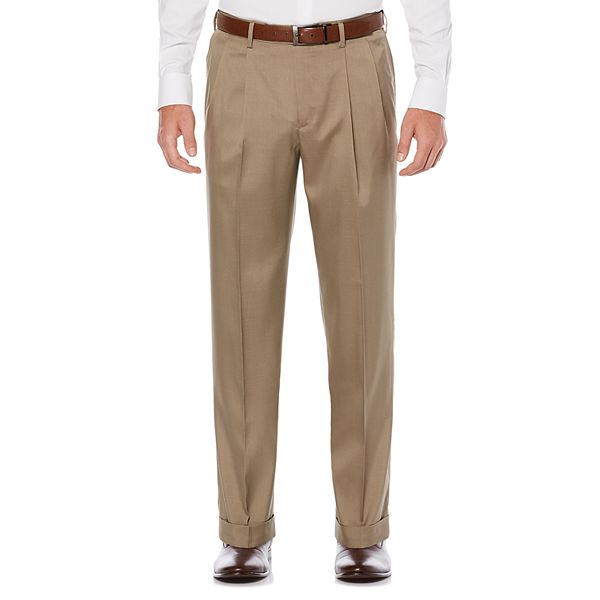 Men's Savane StraightFit Stretch Crosshatch Pleated Dress Pants