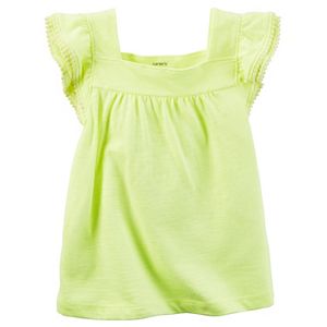 Toddler Girl Carter's Slubbed Pom Flutter Sleeve Top