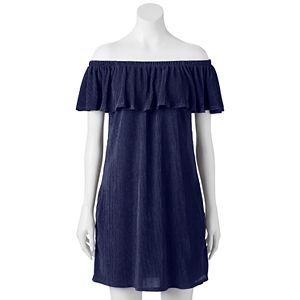 Juniors' Trixxi Off The Shoulder Shift Dress