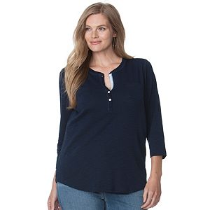 Plus Size Chaps Solid Henley