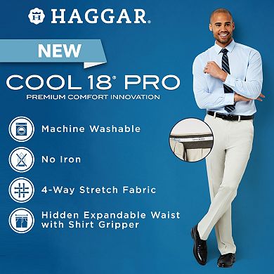 Big & Tall Haggar® Cool 18® PRO Classic-Fit Wrinkle-Free Flat-Front Expandable Waist Pants
