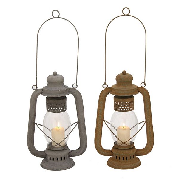 Rustic Lantern Candle Holder 2piece Set