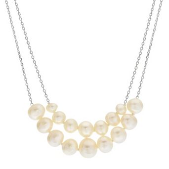 PearLustre by Imperial Sterling Silver Freshwater Cultured Pearl Double Strand Necklace