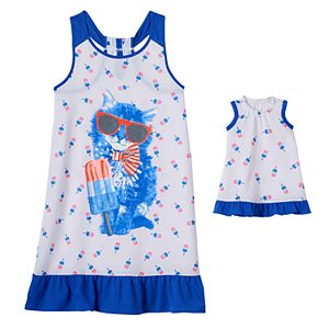 Girls 4-16 SO® Americana Cat Dorm Nightgown & Doll Gown Set