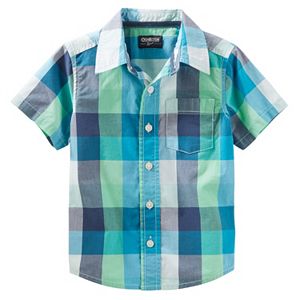 Toddler Boy OshKosh B'gosh® Buffalo Check Short-Sleeved Button-Front Shirt