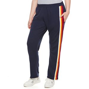 madden NYC Juniors' Plus Size Striped Track Pants